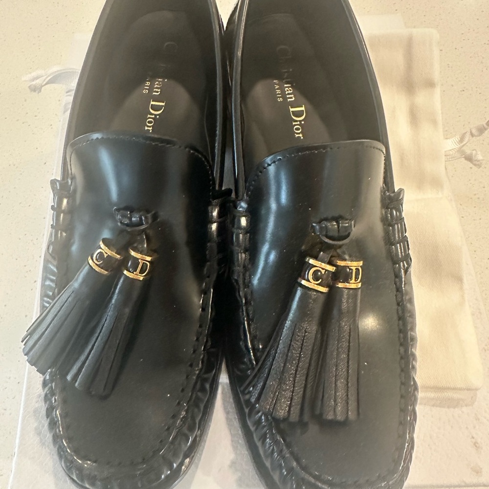 Christian Dior Black Leather Loafers